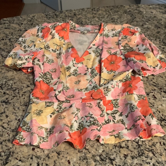 & Other Stories Puff Sleeve Peplum Top S - Picture 3 of 5